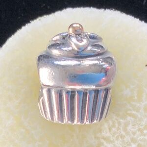 Authentic Pandora Sterling Silver Two-Tone Birthday Cupcake Charm - EUC!